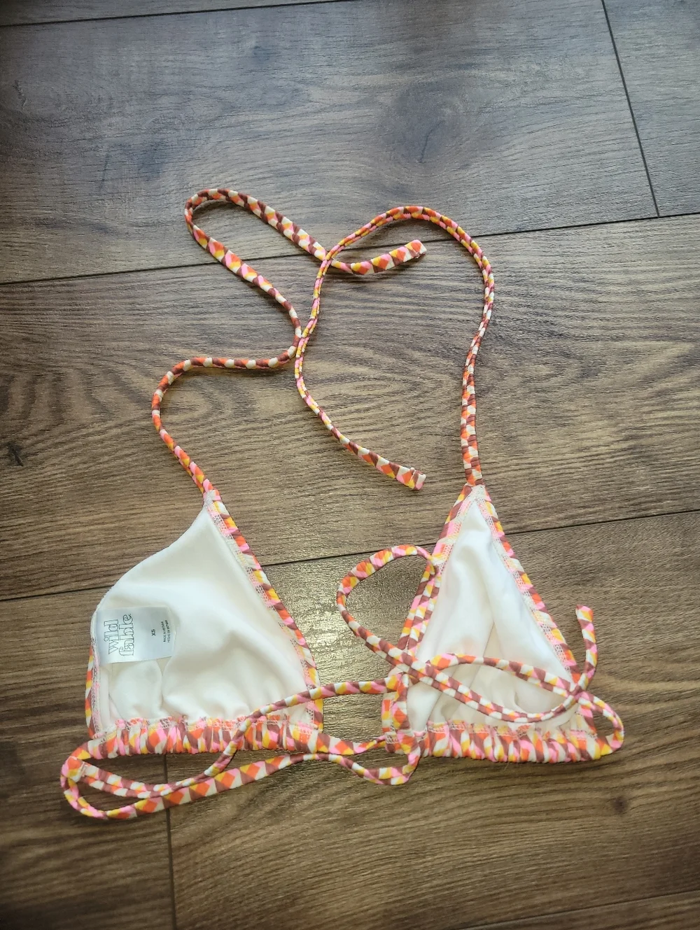 Wild Fable XS Triangle Bikini Top Orange And Brown Geometric Design. NWOT
